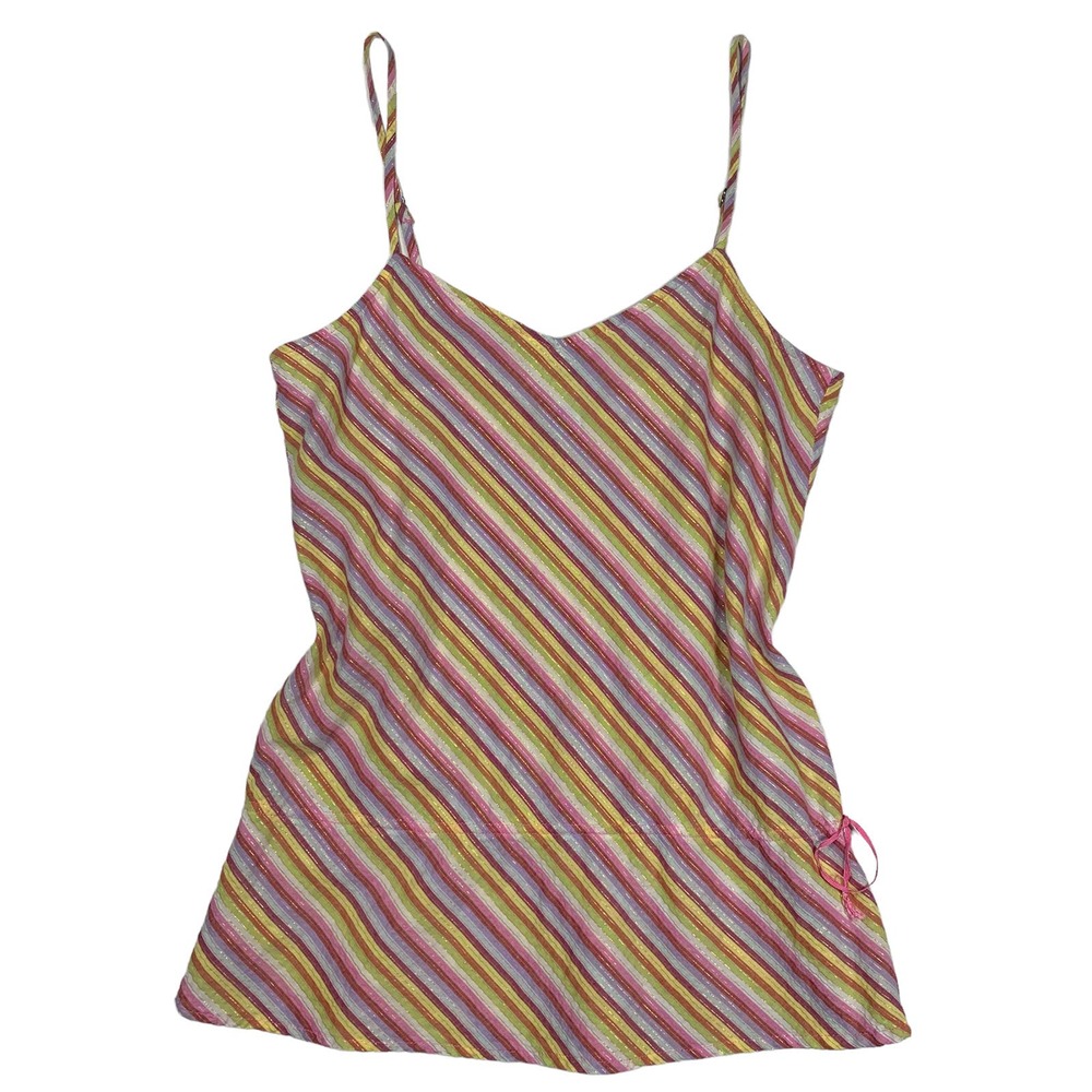 Vintage Y2K Old Navy Metallic Striped Ruched Tank Top